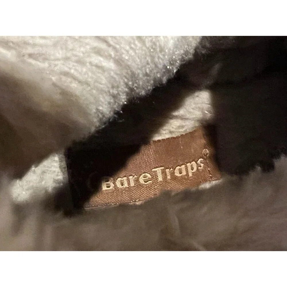 Baretraps Boots Women’s Andee Winter Snow Beige Leather Zip Button Sherpa Size 6